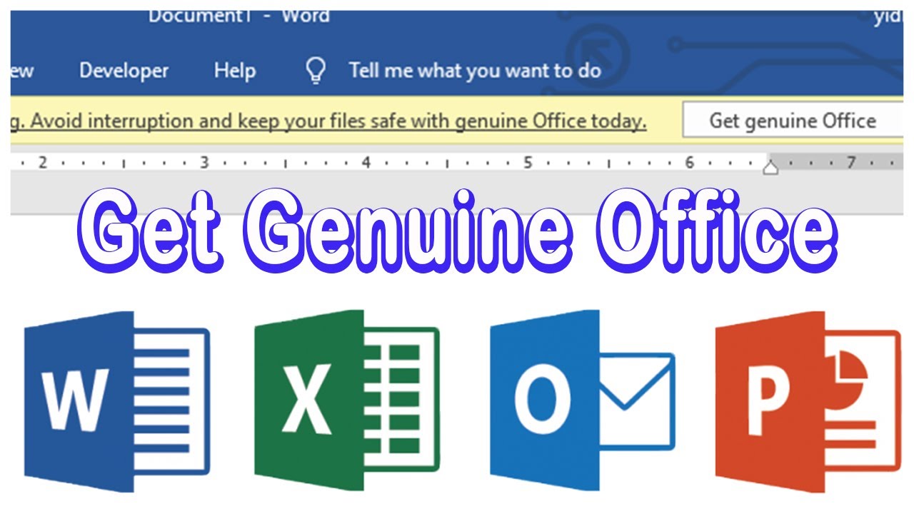 get genuine office message remove